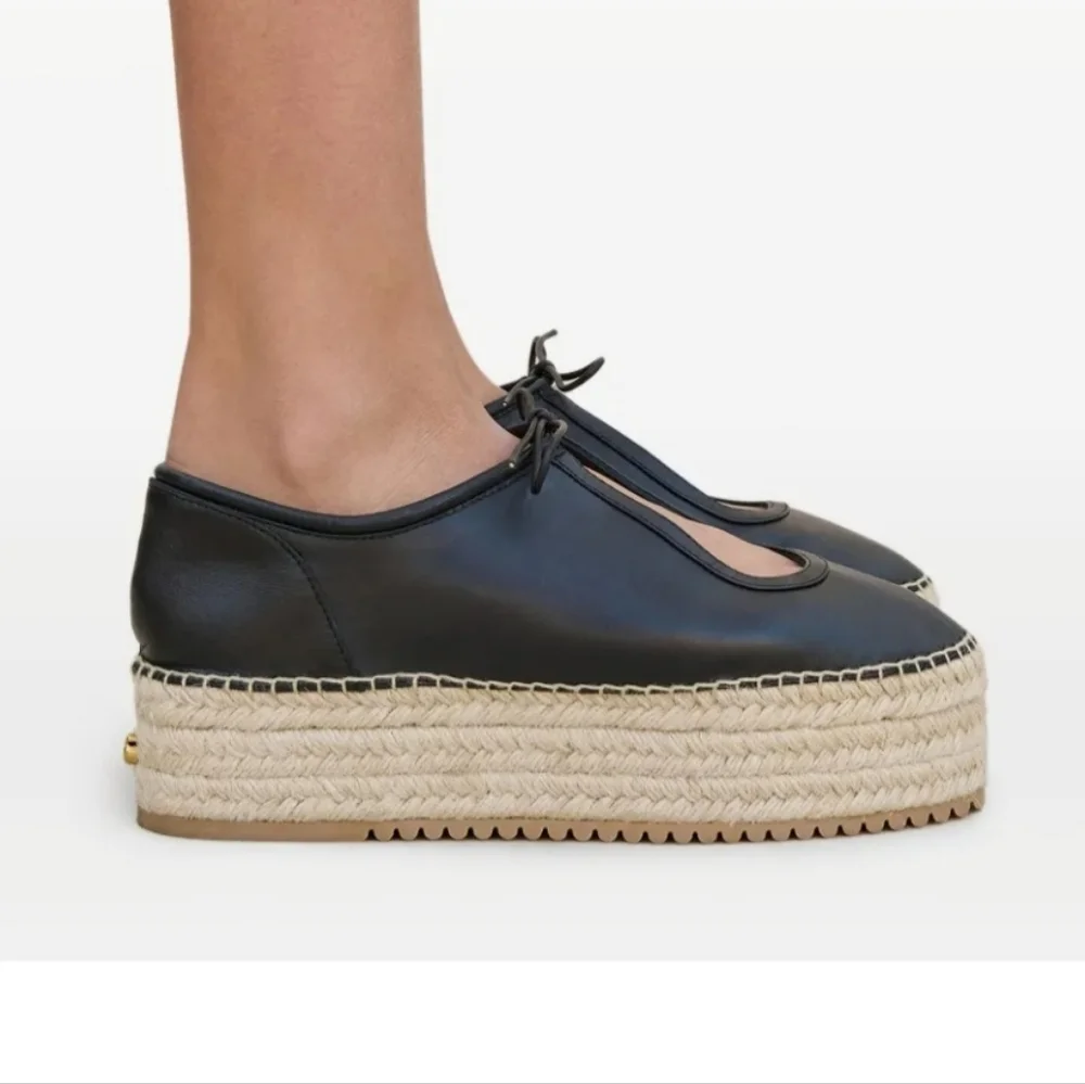 Cult Gaia Bernice‎ Black Espadrille Platform Shoes Size EU 38